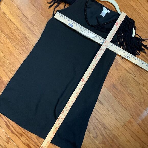 Easley Size Small beaded v neck dress with fringed shoulder detail - Picture 9 of 10